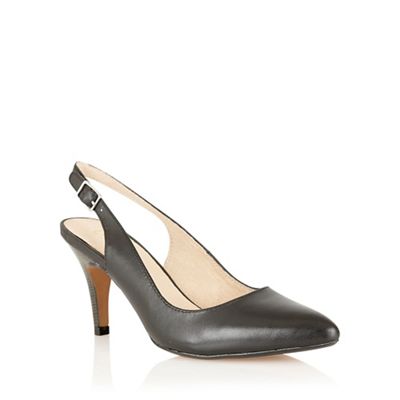 Lotus Black leather 'Gloss' sling back high heel shoes